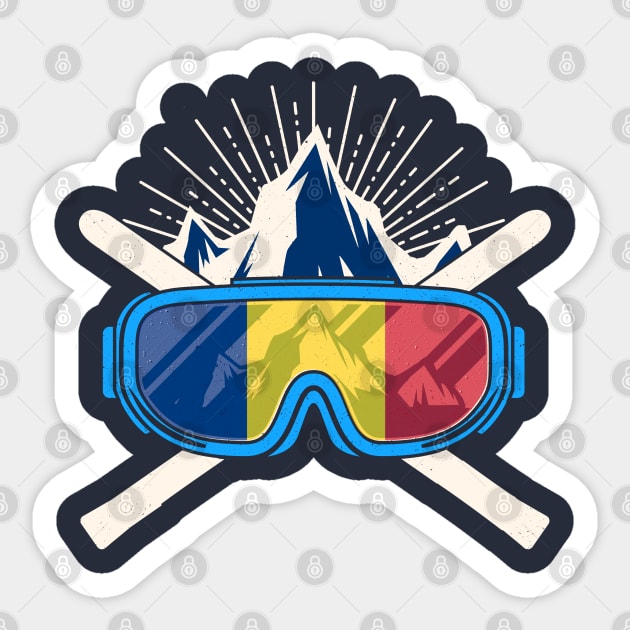 Romania Ski Skiing Romanian Flag Skier Sticker by E